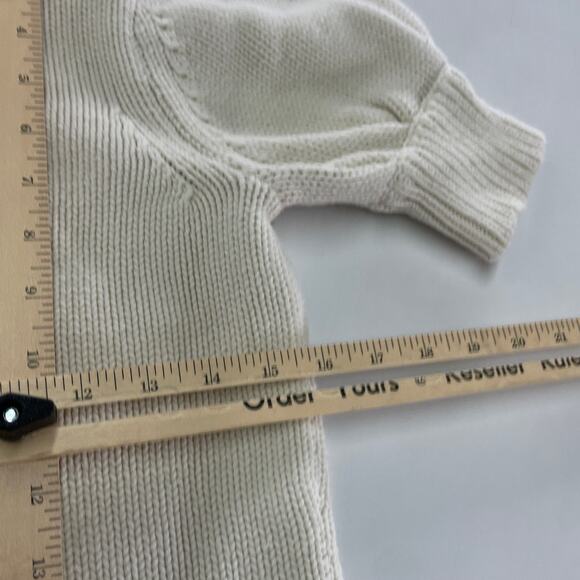 Adam Lippes Sweater Womens Small White Puff Sleeve Knit Turtleneck Cotton Wool - Picture 11 of 12